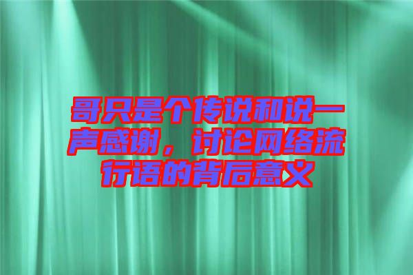 哥只是個(gè)傳說和說一聲感謝，討論網(wǎng)絡(luò)流行語(yǔ)的背后意義