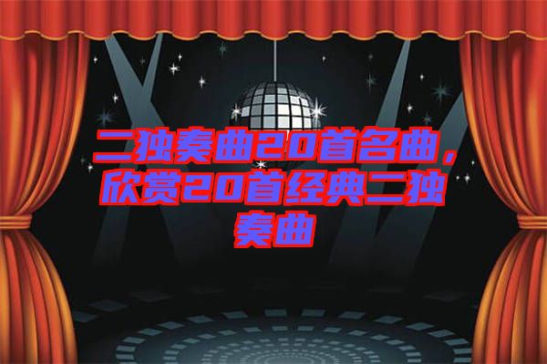 二獨奏曲20首名曲，欣賞20首經(jīng)典二獨奏曲