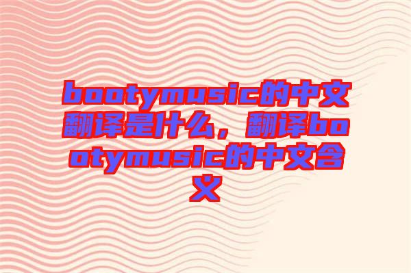 bootymusic的中文翻譯是什么，翻譯bootymusic的中文含義