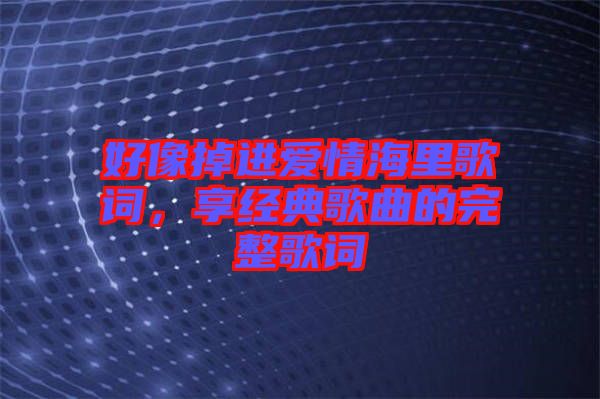 好像掉進(jìn)愛(ài)情海里歌詞，享經(jīng)典歌曲的完整歌詞