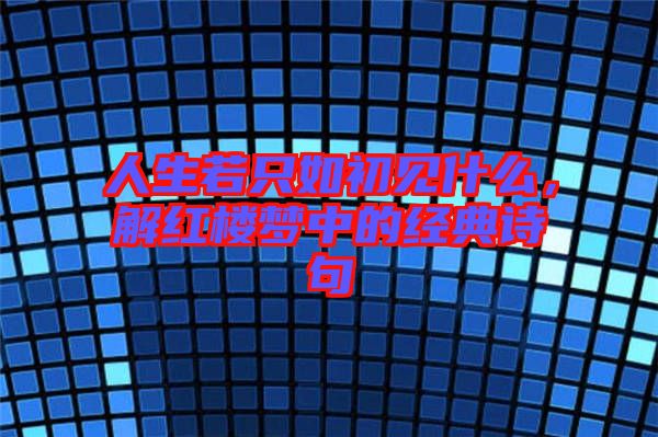 人生若只如初見什么，解紅樓夢中的經(jīng)典詩句