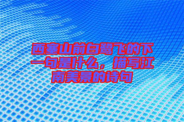 西塞山前白鷺飛的下一句是什么，描寫(xiě)江南美景的詩(shī)句