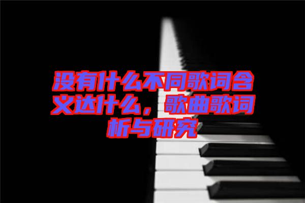 沒有什么不同歌詞含義達(dá)什么，歌曲歌詞析與研究