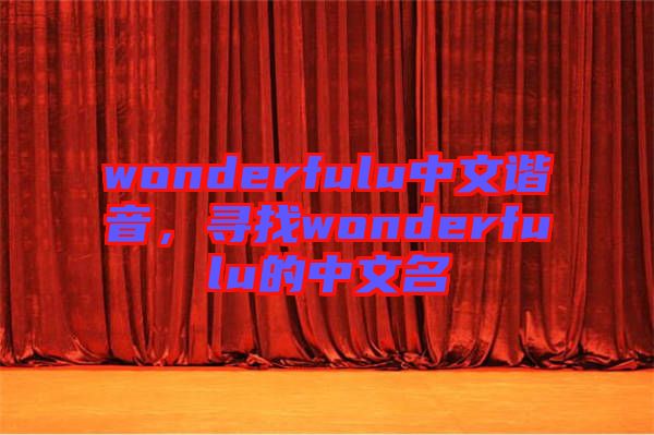 wonderfulu中文諧音，尋找wonderfulu的中文名