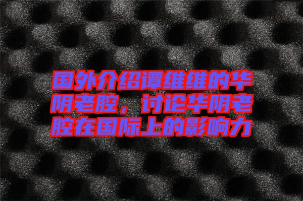 國外介紹譚維維的華陰老腔，討論華陰老腔在國際上的影響力