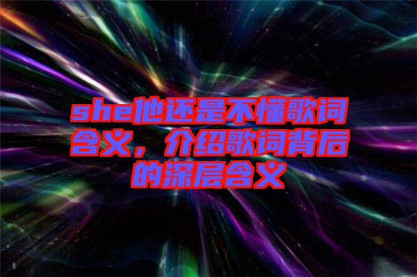 she他還是不懂歌詞含義，介紹歌詞背后的深層含義