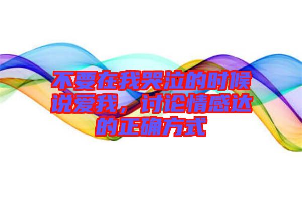 不要在我哭泣的時候說愛我，討論情感達(dá)的正確方式