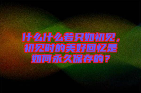 什么什么若只如初見，初見時的美好回憶是如何永久保存的？