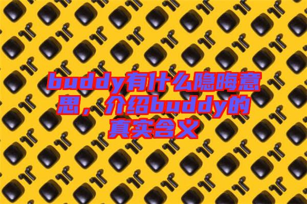 buddy有什么隱晦意思，介紹buddy的真實(shí)含義