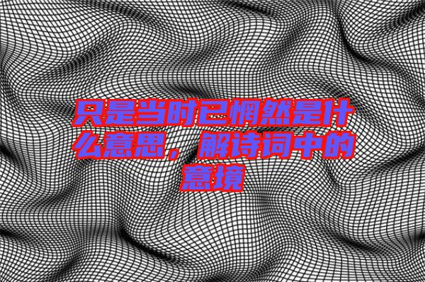 只是當(dāng)時已惘然是什么意思，解詩詞中的意境