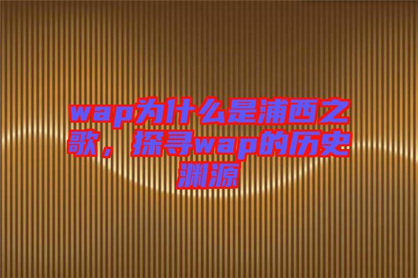 wap為什么是浦西之歌，探尋wap的歷史淵源