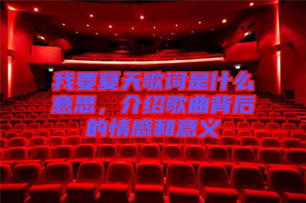 我要夏天歌詞是什么意思，介紹歌曲背后的情感和意義