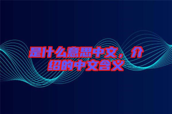 是什么意思中文，介紹的中文含義