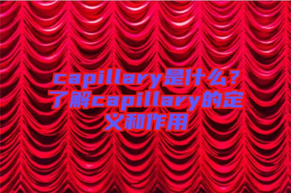 capillary是什么？了解capillary的定義和作用
