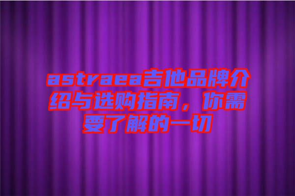 astraea吉他品牌介紹與選購(gòu)指南，你需要了解的一切