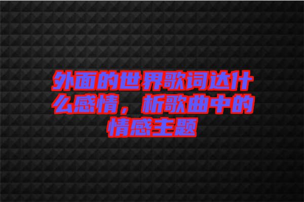 外面的世界歌詞達(dá)什么感情，析歌曲中的情感主題