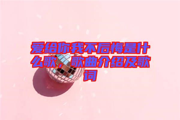 愛給你我不后悔是什么歌，歌曲介紹及歌詞