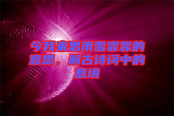 今我來思雨雪霏霏的意思，解古詩(shī)詞中的意境