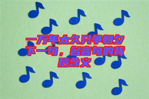 一萬年太久只爭朝夕下一句，名言句的背后含義