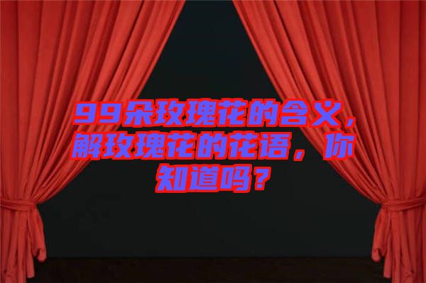 99朵玫瑰花的含義，解玫瑰花的花語，你知道嗎？