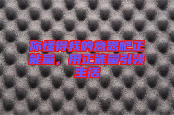 你懂得我的意思吧正能量，用正能量引領(lǐng)生活