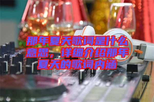 那年夏天歌詞是什么意思，詳細(xì)介紹那年夏天的歌詞內(nèi)涵