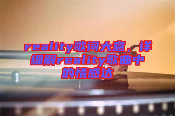 reality歌詞大意，詳細解reality歌曲中的情感達