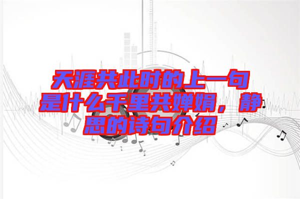 天涯共此時(shí)的上一句是什么千里共嬋娟，靜思的詩(shī)句介紹