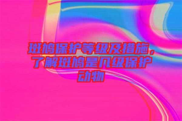 斑鳩保護(hù)等級及措施，了解斑鳩是幾級保護(hù)動(dòng)物