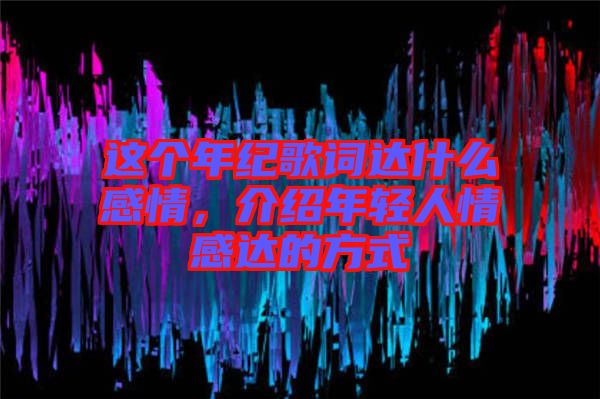 這個年紀歌詞達什么感情，介紹年輕人情感達的方式