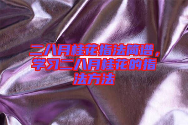 二八月桂花指法簡譜，學習二八月桂花的指法方法