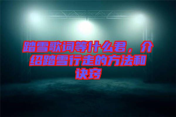 踏雪歌詞等什么君，介紹踏雪行走的方法和訣竅