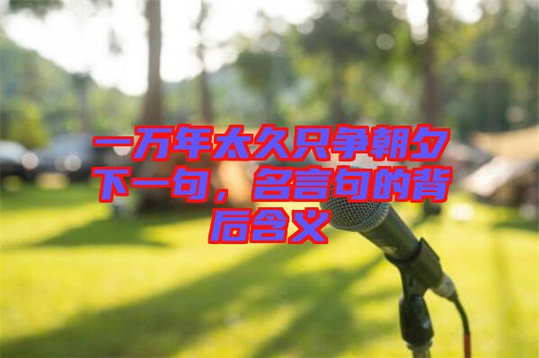 一萬(wàn)年太久只爭(zhēng)朝夕下一句，名言句的背后含義
