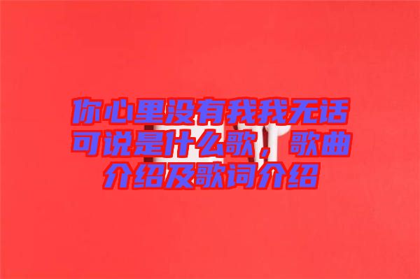 你心里沒(méi)有我我無(wú)話可說(shuō)是什么歌，歌曲介紹及歌詞介紹