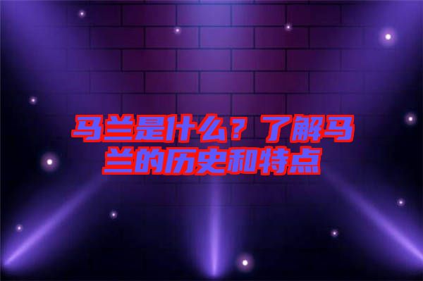 馬蘭是什么？了解馬蘭的歷史和特點(diǎn)