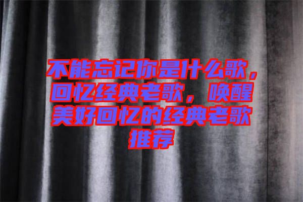 不能忘記你是什么歌，回憶經(jīng)典老歌，喚醒美好回憶的經(jīng)典老歌推薦