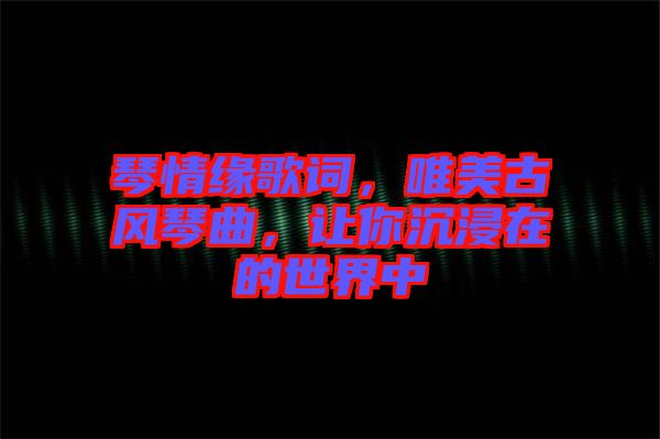 琴情緣歌詞，唯美古風(fēng)琴曲，讓你沉浸在的世界中