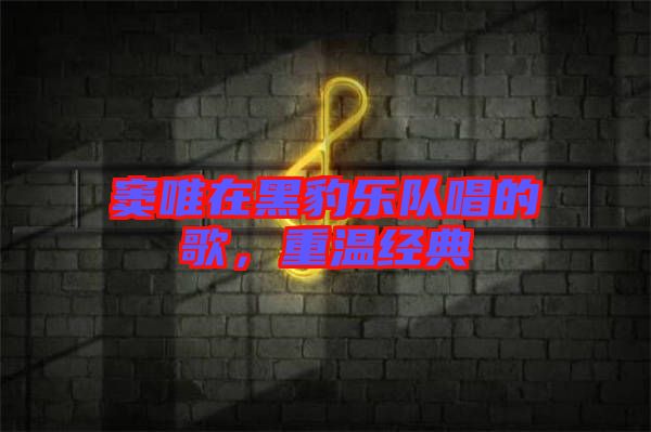 竇唯在黑豹樂(lè)隊(duì)唱的歌，重溫經(jīng)典