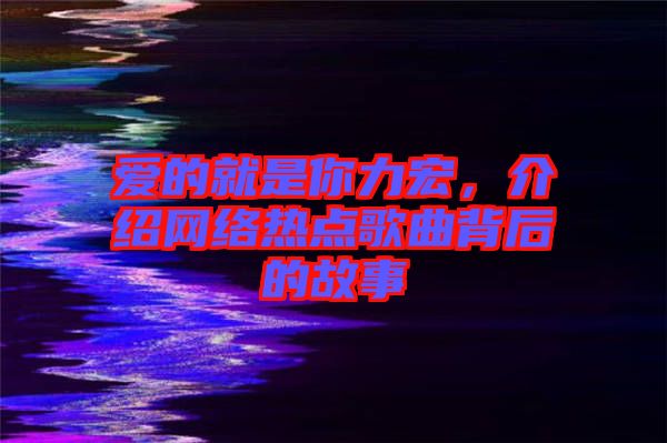 愛的就是你力宏，介紹網絡熱點歌曲背后的故事
