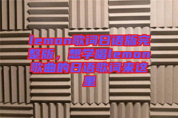 lemon歌詞日語版完整版，想學唱lemon歌曲的日語歌詞來這里