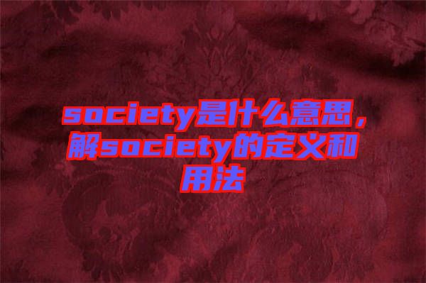 society是什么意思，解society的定義和用法