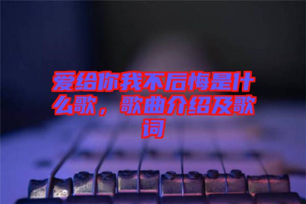 愛(ài)給你我不后悔是什么歌，歌曲介紹及歌詞