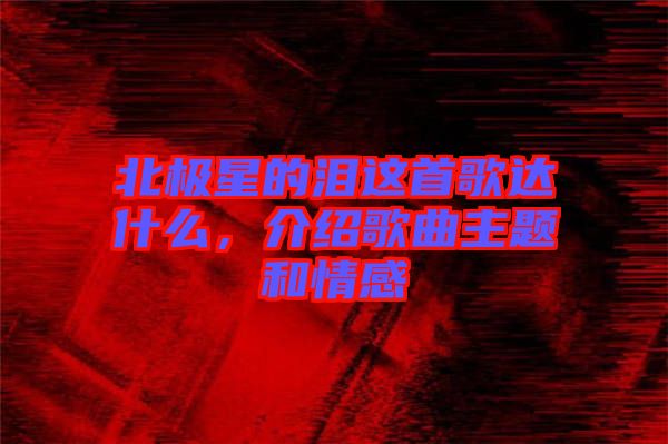 北極星的淚這首歌達(dá)什么，介紹歌曲主題和情感