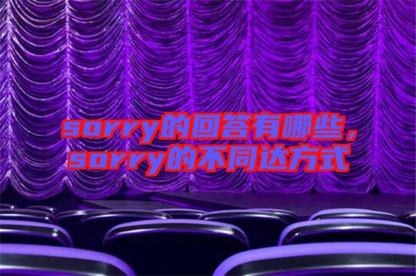 sorry的回答有哪些，sorry的不同達(dá)方式