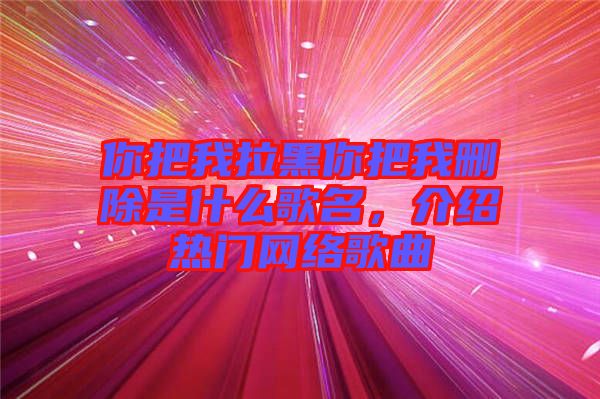 你把我拉黑你把我刪除是什么歌名，介紹熱門網(wǎng)絡歌曲