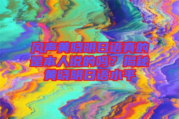 風(fēng)聲黃曉明日語真的是本人說的嗎？揭秘黃曉明日語水平