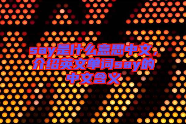 say是什么意思中文，介紹英文單詞say的中文含義