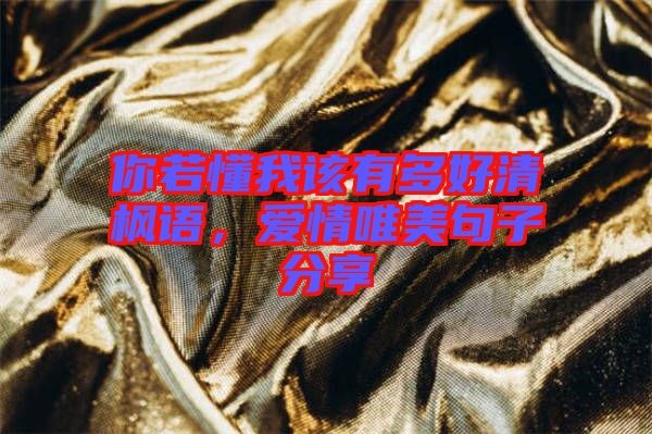 你若懂我該有多好清楓語，愛情唯美句子分享