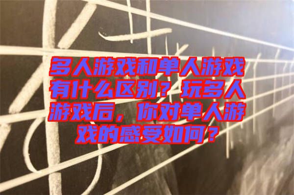 多人游戲和單人游戲有什么區(qū)別？玩多人游戲后，你對單人游戲的感受如何？