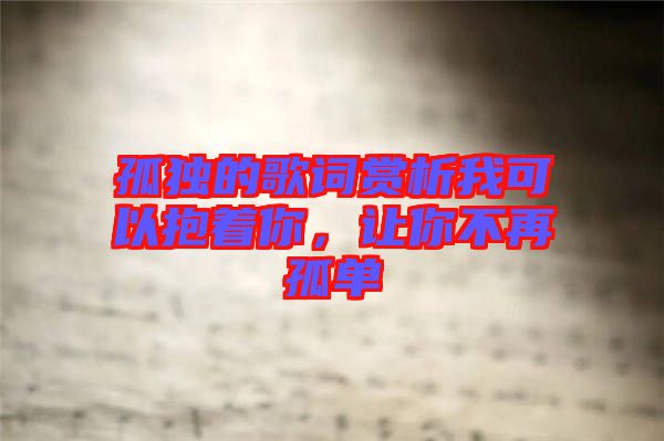 孤獨的歌詞賞析我可以抱著你，讓你不再孤單